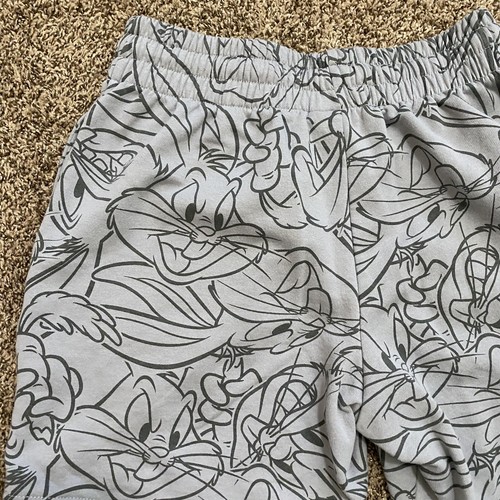 Looney Toons Bugs Bunny Shorts Mens Size Large Gray Sweat Shorts Embroidered - Picture 8 of 13