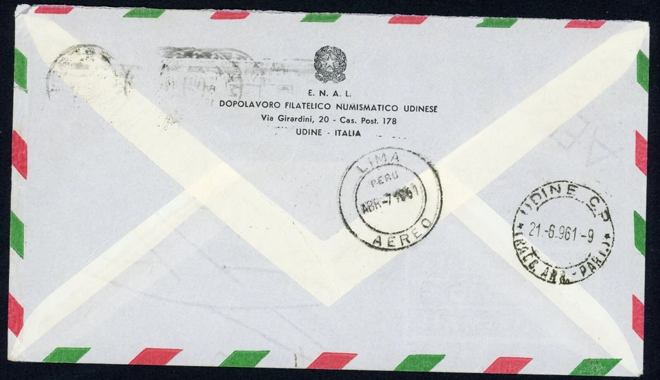 Repubblica - 1961 - Aerogramma - Gronchi Rosa (Bolaffi 871Aa) ricoperto su busta - Immagine 2 di 3