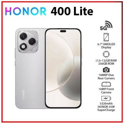 New) Honor 400 Lite 5G GREY 12GB+256GB Dual SIM Unlocked Android