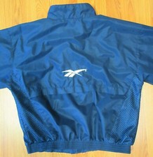 VTG REEBOK Mens WINDBREAKER JACKET MESH LINED NAVY  WHITE Sz X-LARGE, XL