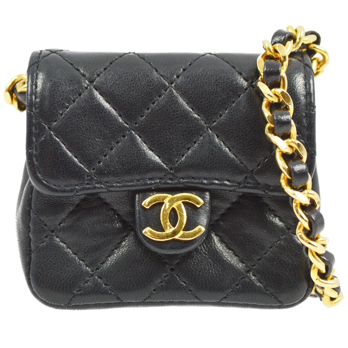 Chanel Classic Flap Runway Square Mini Pearl Crush Black Lambskin Leather  Cross Body Bag #chanel #cross #…