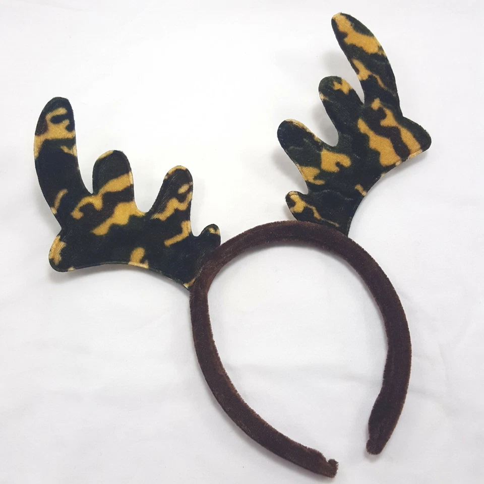 2 astas de reno con estampado de camuflaje foto de Navidad utilería diadema disfraz de ciervo vacaciones Foto 3 de 4