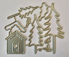 Set Of 10 Cutting Dies House Birds Trees Cards Tags Scrapbook Journal 4051