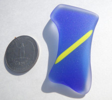 Sea Glass, Beautiful Cobalt Blue with a Yellow Stripe