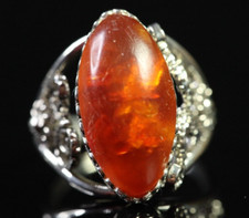 Vintage OLD NATURAL 4.3gr Butterscotch Egg Yolk Baltic Amber Stone Ring D1286