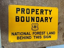 VINTAGE metal U S FOREST SERVICE property boundary sign national smokey bear #54