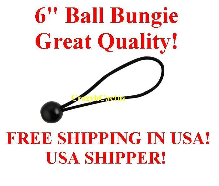 TT 20 6" BLACK Ball Bungie Bungees Bungee Canopy Tie Down Tarp FREE USA SHIP!