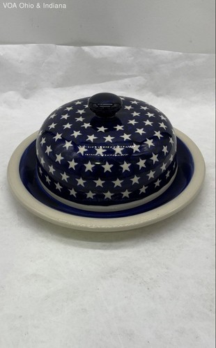 Boleslawiec Polish Pottery Stars Pattern Dome Lidded Cover Dish