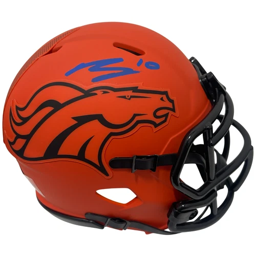 Bo Nix Signed Denver Broncos Rave Mini Helmet Beckett Witness BAS COA