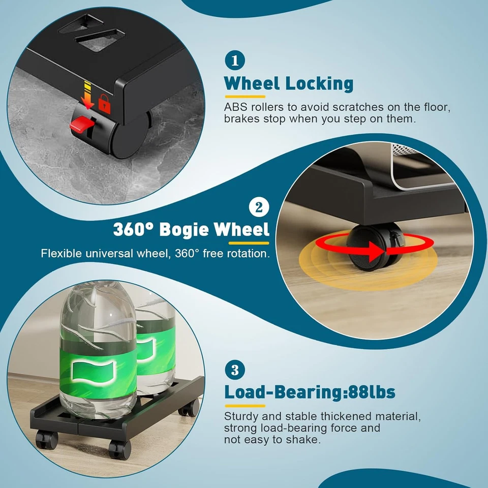 Computer PC Ständer Mobiler CPU Halterung Tower Rollwagen Verstellbare CPU-Wagen - Bild 3 von 4