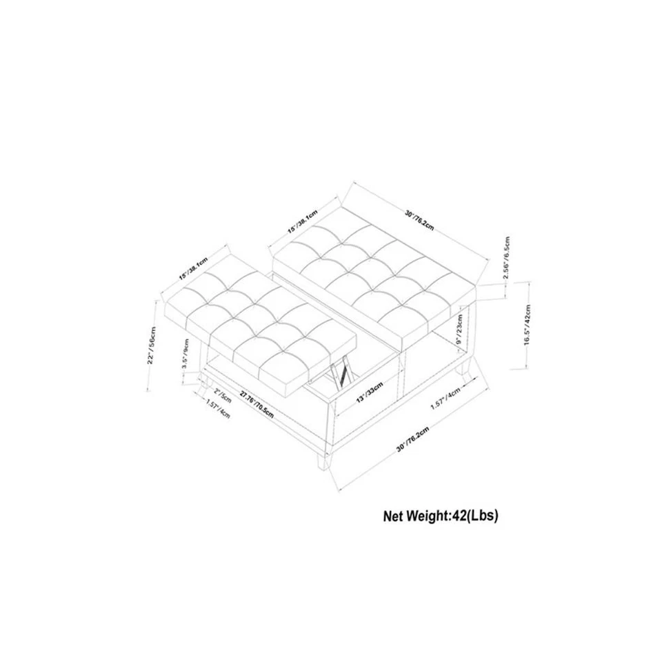 Pemberly Row Square Vegan Faux Leather Storage Ottoman in Brown - Image 4 of 4