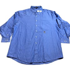 Tommy Hilfiger Dress Shirt Mens Size 17 Blue Cotton Collared Button Down Classic