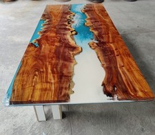 Live Edge Walnut Epoxy River Table Top Ocean Blue Resin Slab Walnut River Table