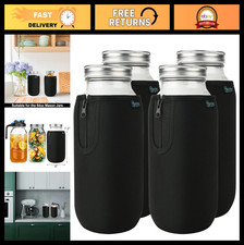 64oz Wide Mouth Mason Jars Sleeves - 2 Quart Glass Insulators, Blackout Covers (