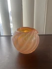Murano Orb Glass Ashtray  Creamsicle Filigrana  1950’s Scarce Color