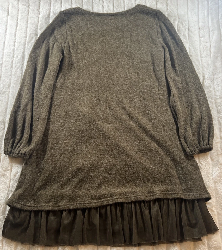 Vestido suéter feminino RYU Anthropologie tamanho M bordado floral renda verde boho - Imagem 2 de 4