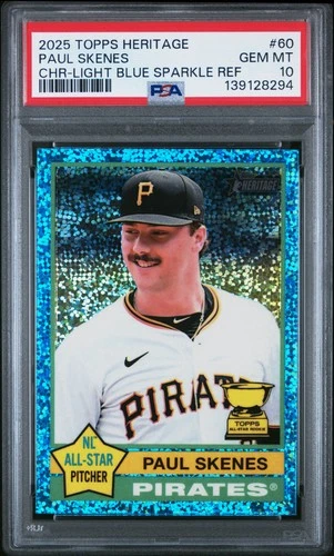 2025 Paul Skenes Topps Heritage Light Blue Sparkle PSA 10 - Pittsburgh Pirates
