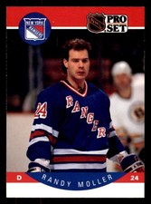  1990 Randy Moller 202 Rangers 24 Pro Set Hockey Sports Trading Card 