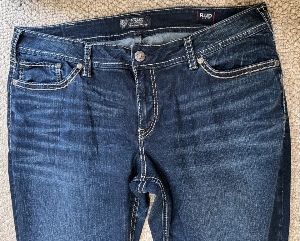 Pantalones de mezclilla azules fluidos rectos medios Silver Jeans Co. Suki talla 22/L32 nuevos sin etiquetas Foto 4 de 4