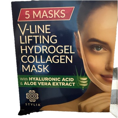 Stylia Double Chin Mask V-line Lifting Hydrogel Collagen Masks - 5 Pack