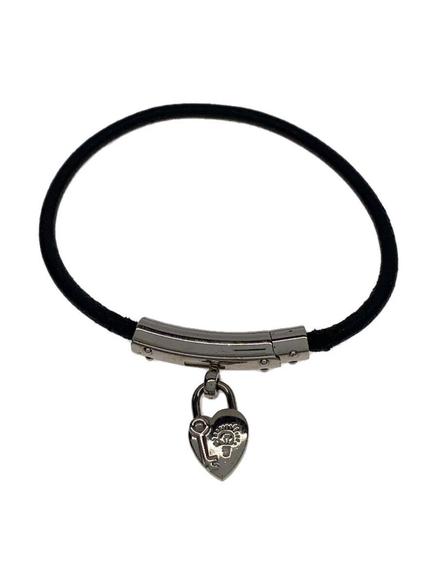 HERMÈS Bracciale donna HERMES pelle nero cuore cadena