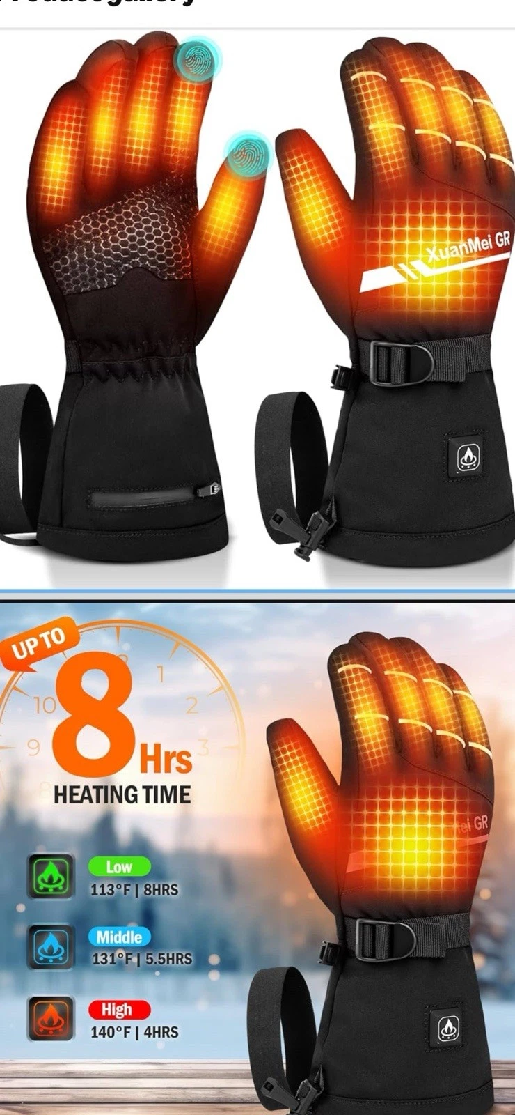Xuanmei Gr Heated Gloves Men/Women Rechargeable Battery Waterproof Heated
Opens in a new window or t
