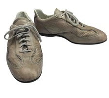 Santoni Club 2 Perforated Leather Driving Lace-Up Shoes Tan Men's Size 8.5