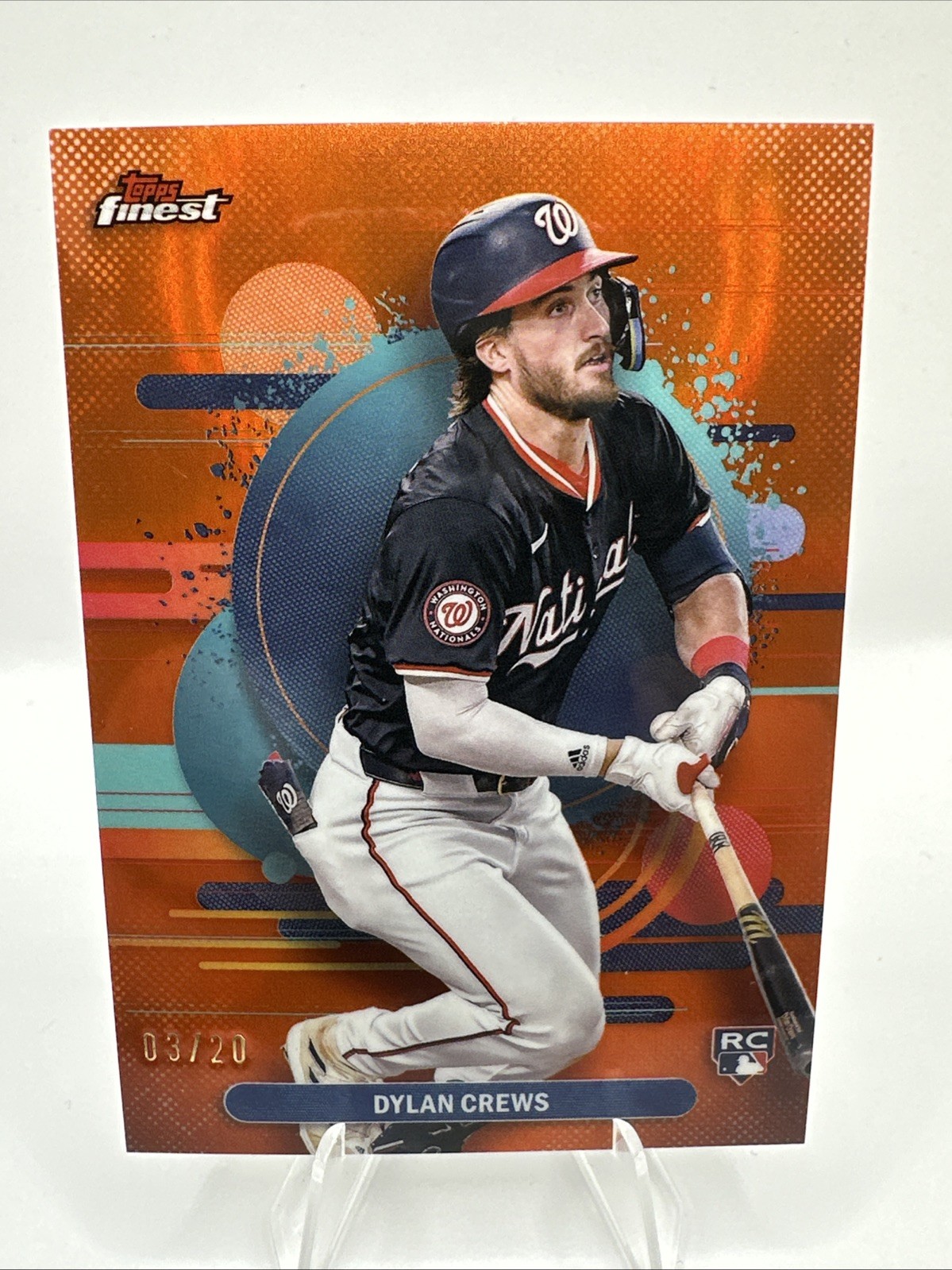 2025 Topps Finest Uncommon Dylan Crews #125 Orange Refractor /20 Jersey Match RC