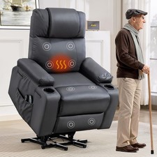 Brage Living Power Lift Recliner Chair for Elderly with Massage  Heat, PU Leath