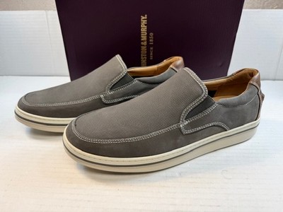 Johnston & Murphy Bowling Moc Venetian Shoe Gray Embossed Tumbled Nubuck 11.5 M