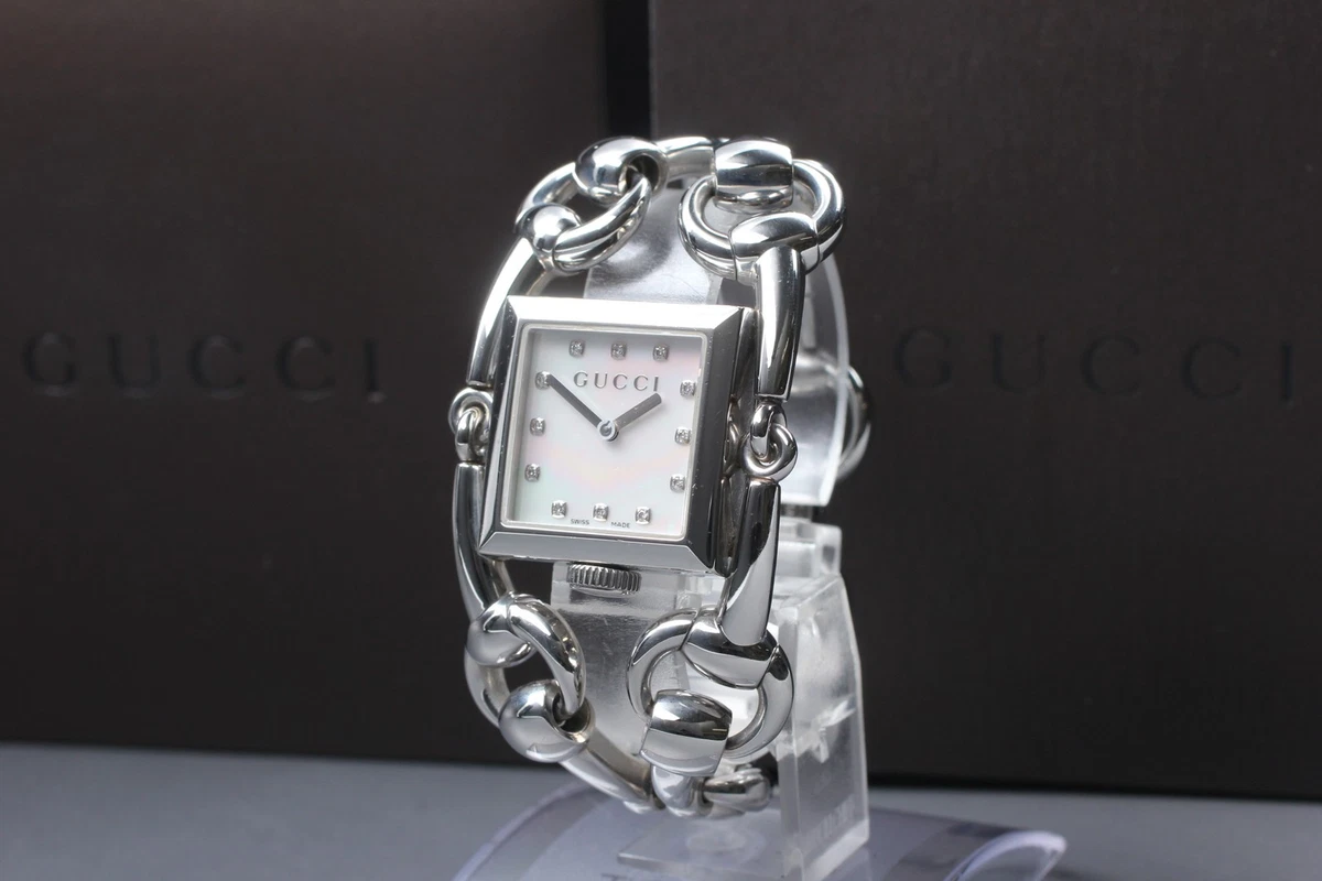 GUCCI Signoria Diamond Horsebit Bracelet Mother of Pearl Women\'s Watch 50.4G Gucci Signoria Wristwatches for Women for sale | eBay main image 2