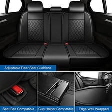 BLACK - MARVLOSV LEATHER SEAT COVERS WITH CAR BACKSEAT ORGANIZER, FULL SET FAUX