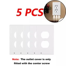5 Pack Outlet Cover Built-In LED Night Light Bulbs Wall Plate Rounded Receptacle