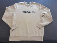 Reebok Beige Crewneck Sweatshirt Pullover Logo Design Size Large Mens