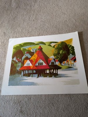 Reginald Lander Lithograph Landscape Art Signed Artist Proof Red Nature Hills 