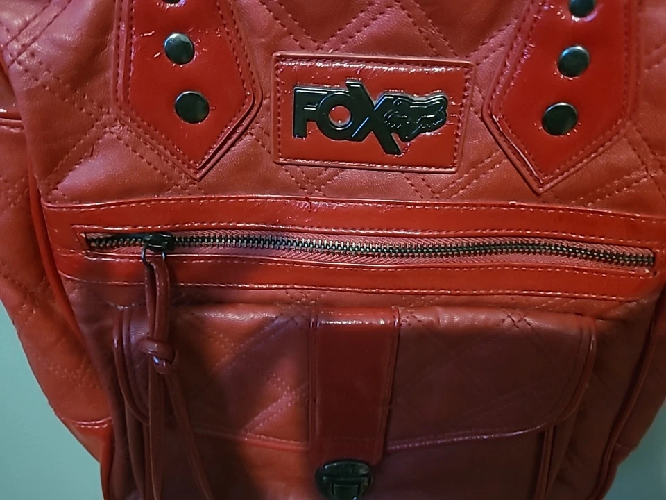 FOX гонки красный лоскутное одеяло узор инкрустация сумочка - Изображение 3 из 4
