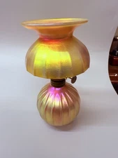 Signed Carl Radke / Phoenix Studios Custom Art Glass Miniature Oil Lamp