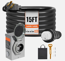 15FT 50 Amp Generator Cord and Power Inlet Box NEMA 14-50P/SS2-50R STW