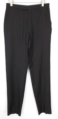 JOHN RICHMOND Men's Trousers IT50 Black Virgin Wool Blend Classic Flat-Front *