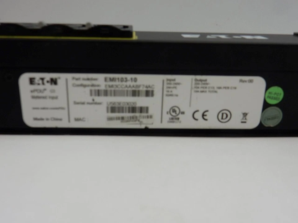Eaton ePDU G3 EMI103-10 Metered Input Network Controlled USB 20 Outlet C13 & C19 - Image 2 of 4