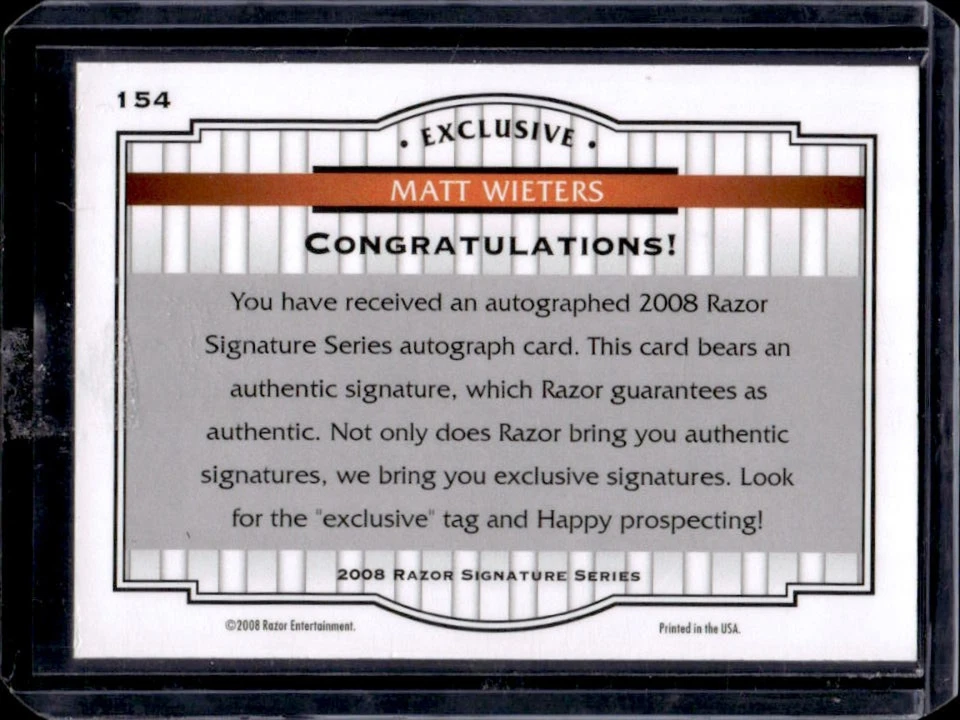 2008 Razor Signature Series Matt Wieters Auto #/499 Orioles - Image 2 of 2