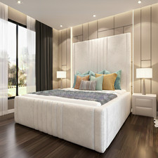 LUXURY PLUSH FABRIC BED FRAME IN SINGLE, DOUBLE, KING, SUPER KING SIZES