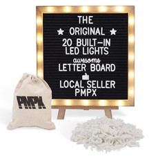 Letter Board The Original Black Felt Board with Stand, Built-in LED Lights 10...