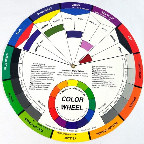 Color Wheel Company Vintage 9" Rotating Color Wheel Artist's Mixing Guide 1999