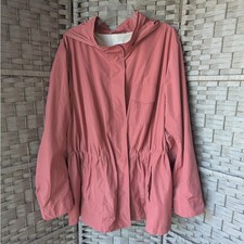 J. Jill Anorak Jacket Pink Hooded Cinched Waist Utility Measures XL Lightweight