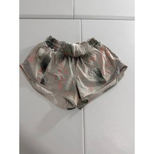 Lululemon Hotty Hot Shorts Size 4 Gray Neon Orange Splatter Print Lined