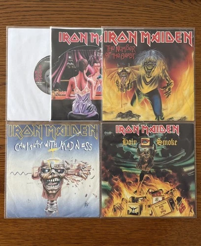 Iron Maiden: Original 5 x 7” Vinyl Single Records Job Lot Collection