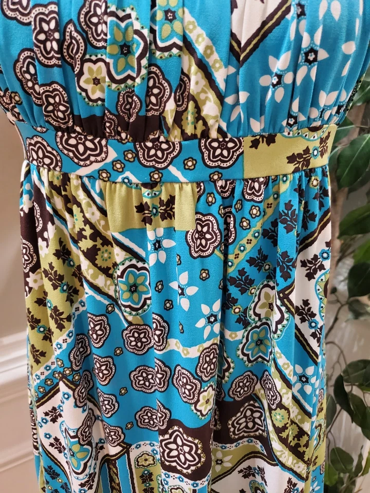 Vestido para mujer Suzi Chin multicolor cuello cuadrado manga corta hasta la rodilla talla 8 Foto 3 de 4