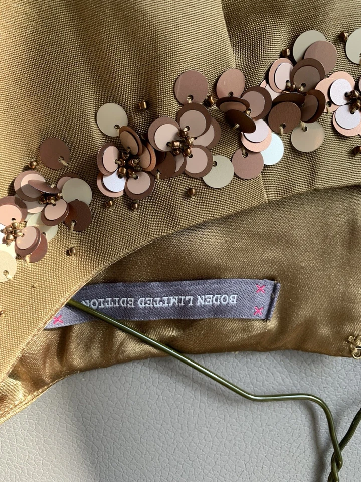 Vestido de seda Boden - bueno para iglesia u oficina o un evento. Oro marrón Foto 2 de 4