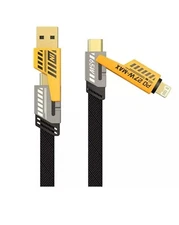 4-in-1 Fast Charging Cable – USB, USB-C, Type-C, iOS Compatible – 4ft Braided